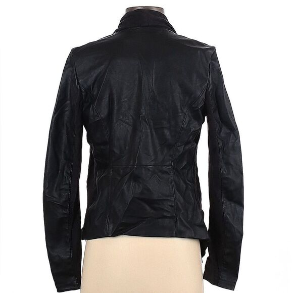 EUC Blank NYC Faux Leather Wrap Jacket Black Sz. XS - Picture 3 of 6
